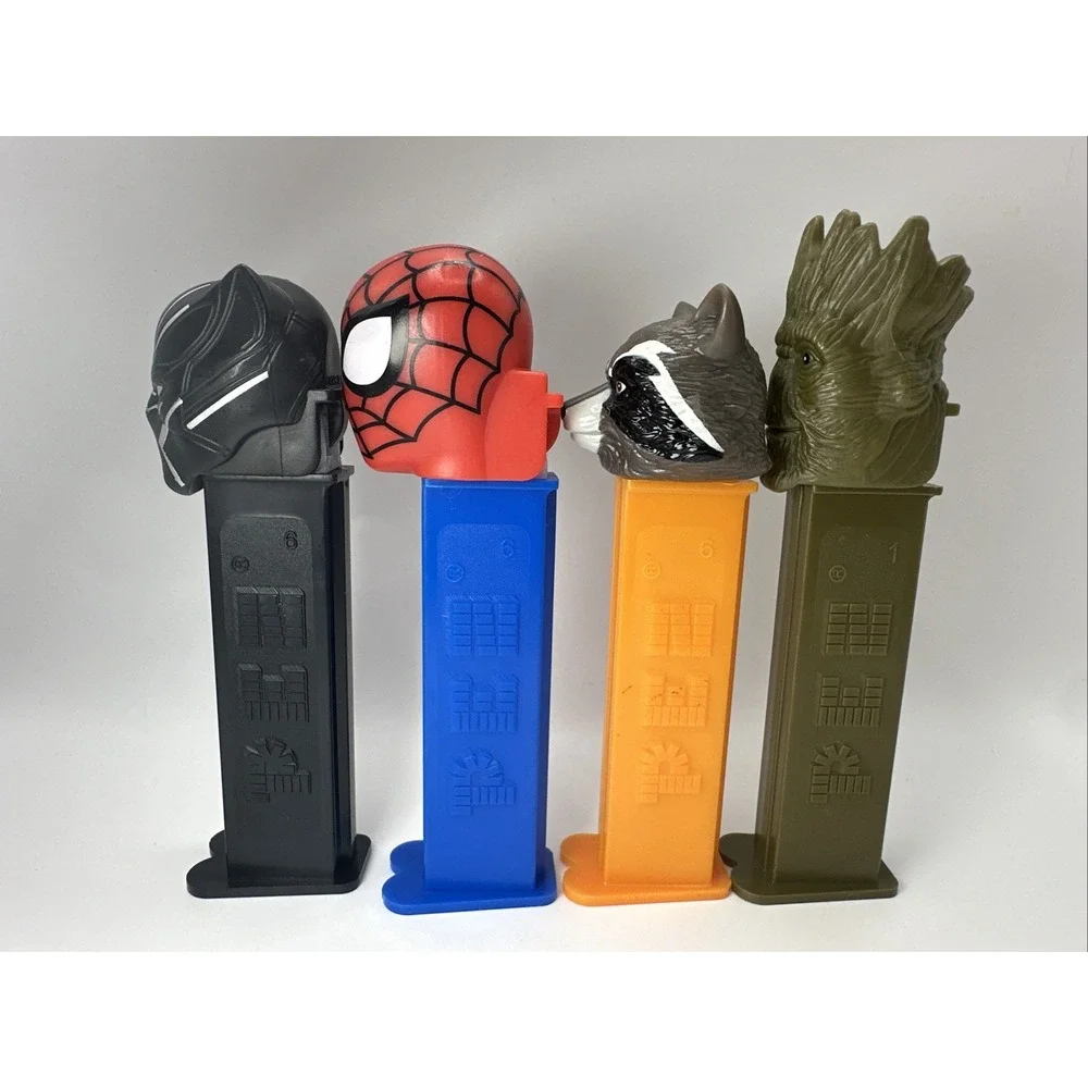 Lot Of 6 Marvel PEZ Dispensers Spider-Man Black Panther Groot Rocket Raccoon